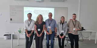 Gruppenbild (v.l.n.r.:) mit Bastian Pelka, Susanne Dirks, Christian Bühler, Ann Christin Schulz und Lukas Baumann auf der AATE-Konferenz in Paris